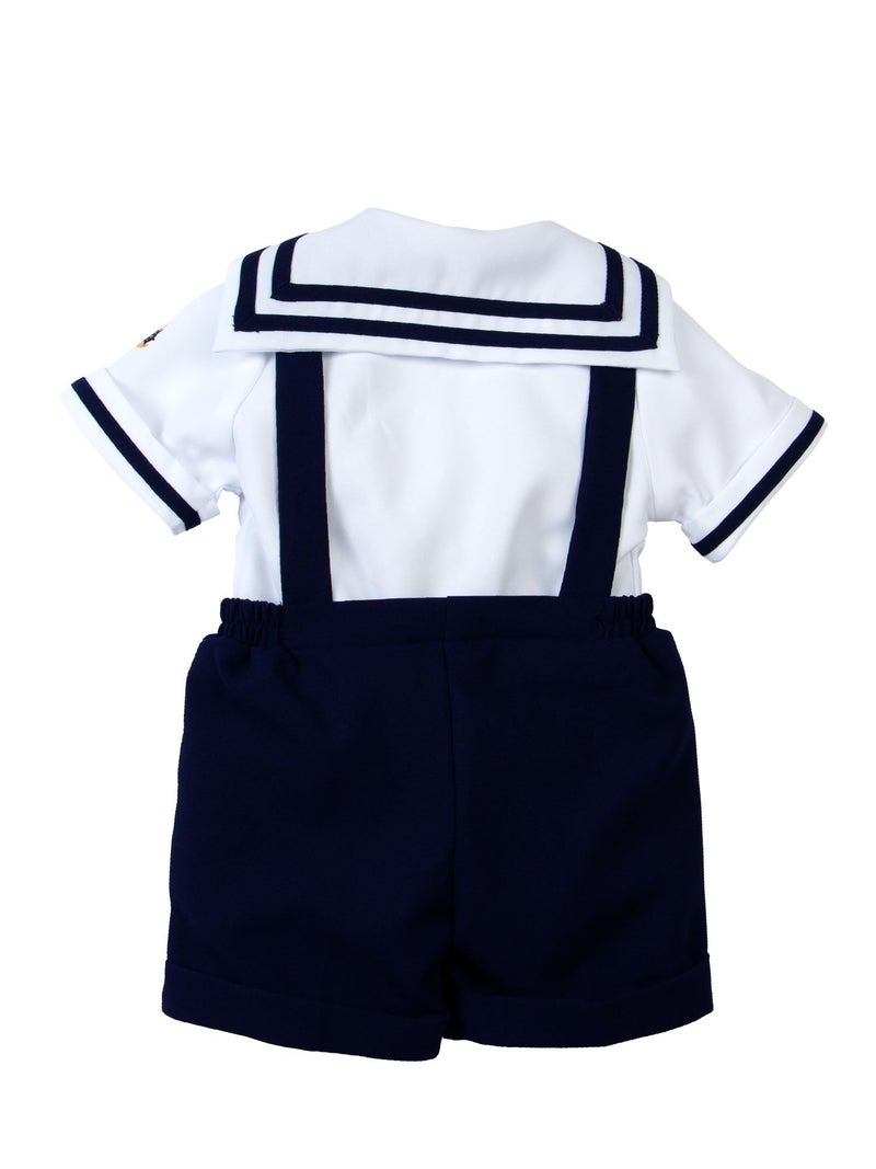 Spring Notion Baby Boys Sailor Set with Hat Style-A Large /12-18M, Navy Blue - Image 2